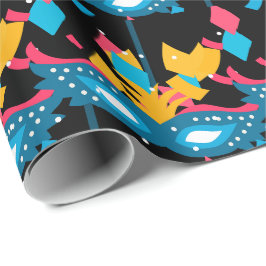 Mardi Gras Mask och confetti på svart Presentpapper