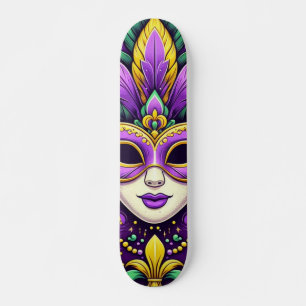 Mardi Gras mask/pärlor/fleur de lis Mini Skateboard Bräda 18,5 Cm