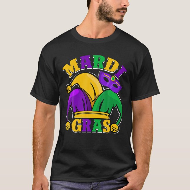 Mardi Gras Mask Pärlor Funny Carnival Party Women  T Shirt (Framsida)
