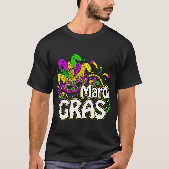 Mardi Gras Mask Pärlor New Orleans Festival Party  T Shirt (Framsida)