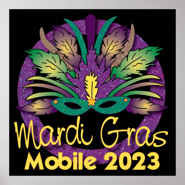 Mardi Gras Mask Poster - 2023 - Mobile (Framsidan)