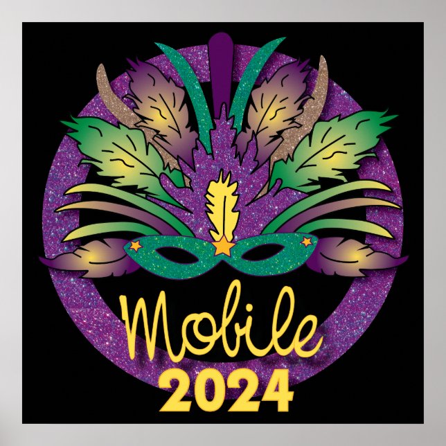 Mardi Gras Mask Poster - 2024 - Mobile (Framsidan)