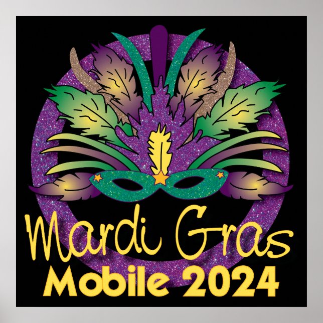 Mardi Gras Mask Poster - 2024 - Mobile (Framsidan)
