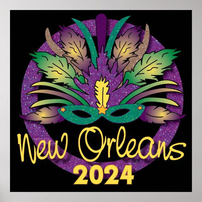 Mardi Gras Mask Poster - 2024 - New Orleans (Framsidan)