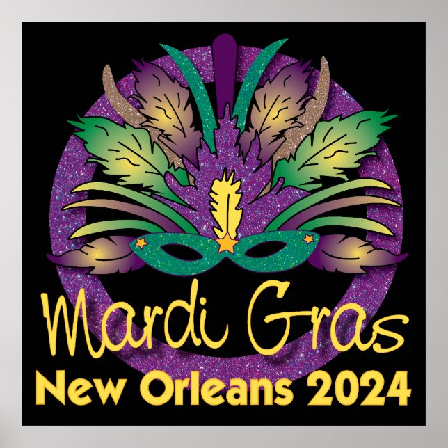 Mardi Gras Mask Poster - 2024 - New Orleans (Framsidan)