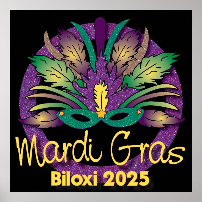 Mardi Gras Mask Poster - 2025 - Biloxi, MS (Framsidan)