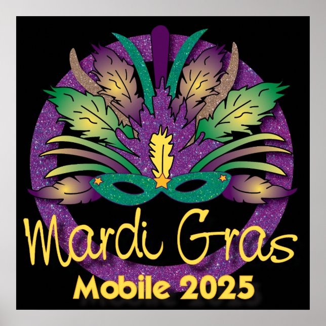 Mardi Gras Mask Poster - 2025 - Mobile (Framsidan)