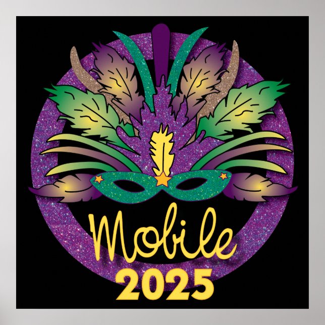 Mardi Gras Mask Poster - 2025 - Mobile (Framsidan)