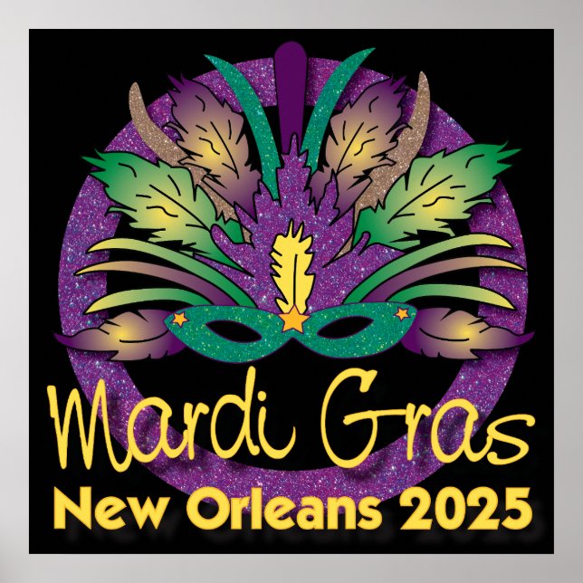 Mardi Gras Mask Poster - 2025 - New Orleans (Framsidan)