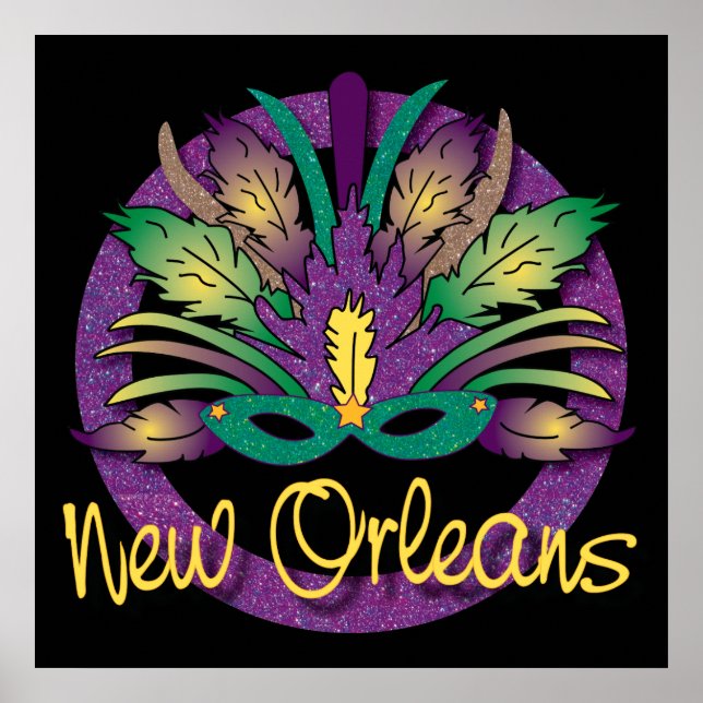 Mardi Gras Mask Poster - New Orleans, LA (Framsidan)
