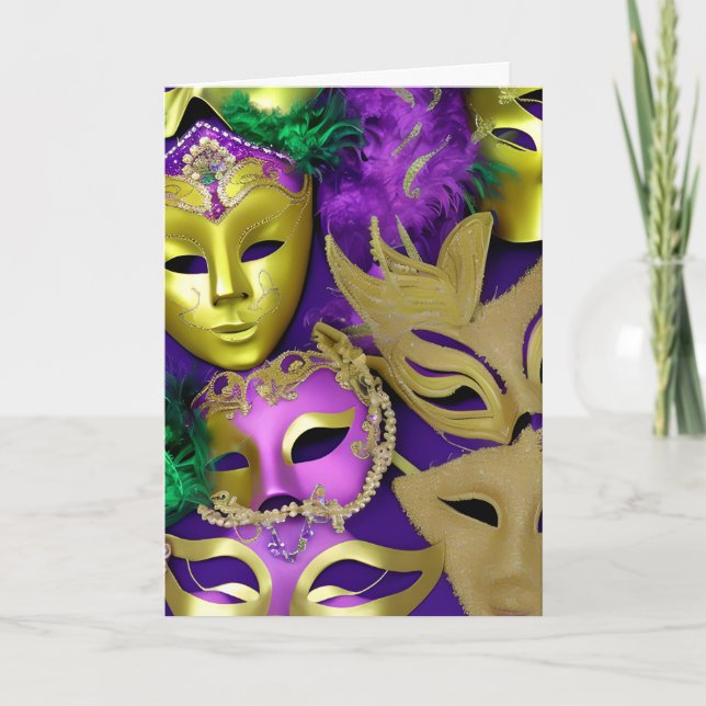 Mardi Gras Mask Redo till Party? Kort (Framsida)