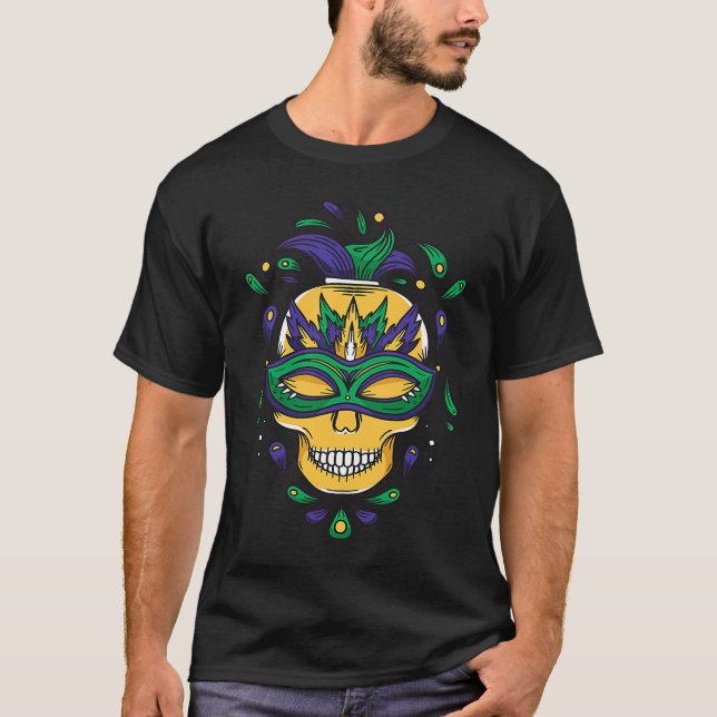 Mardi Gras Mask Skeleton Carnival Costume Festival T Shirt (Framsida)