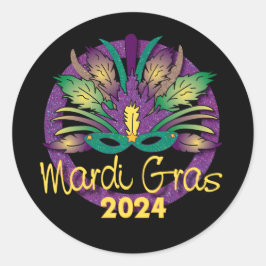Mardi Gras Mask Sticker-2024 Runt Klistermärke