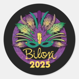Mardi Gras Mask Sticker - 2025 - Biloxi, MS Runt Klistermärke
