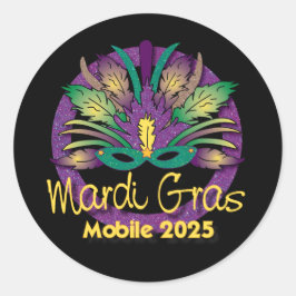 Mardi Gras Mask Sticker -2025 - Mobile, AL Runt Klistermärke