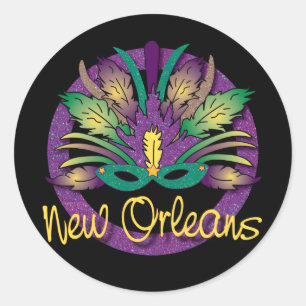 Mardi Gras Mask Sticker - New Orleans, LA Runt Klistermärke