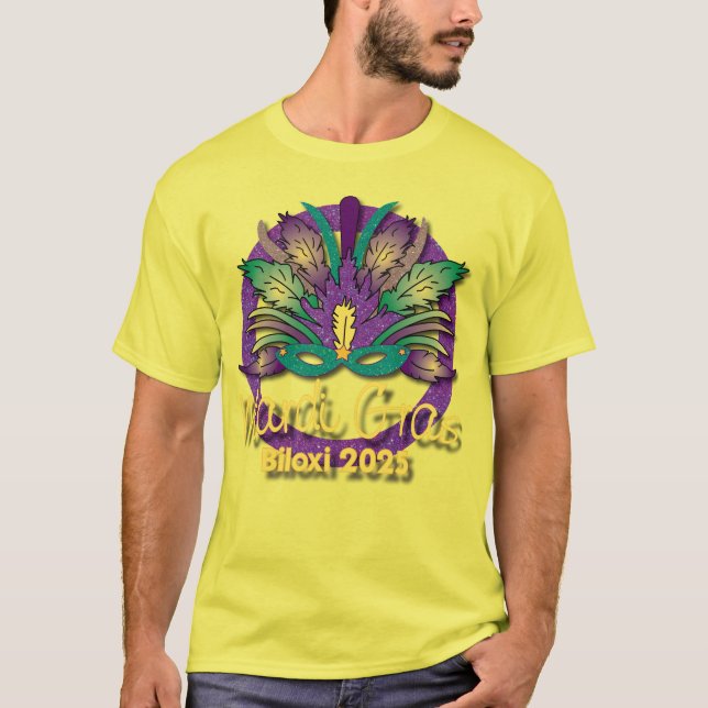 Mardi Gras Mask T-shirt 2025 - Biloxi (Framsida)