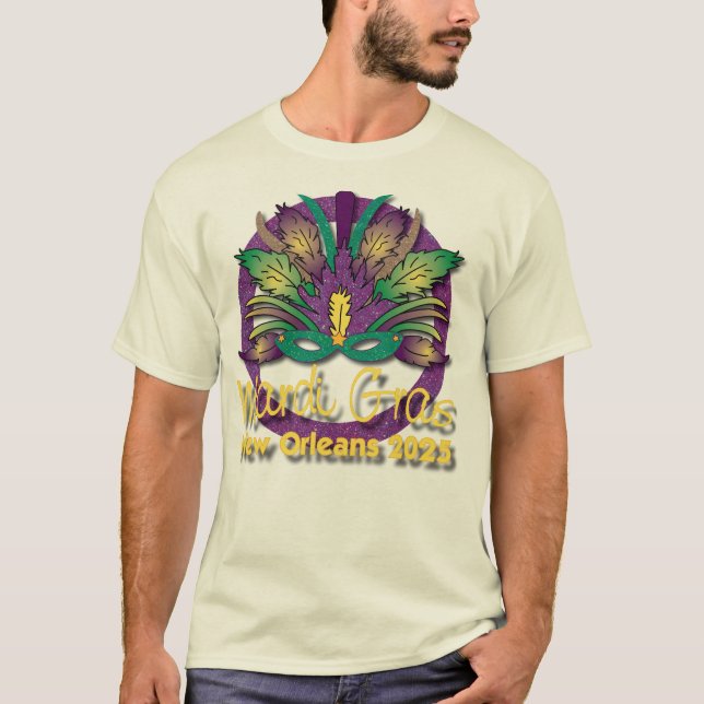 Mardi Gras Mask T-shirt 2025 - New Orleans (Framsida)