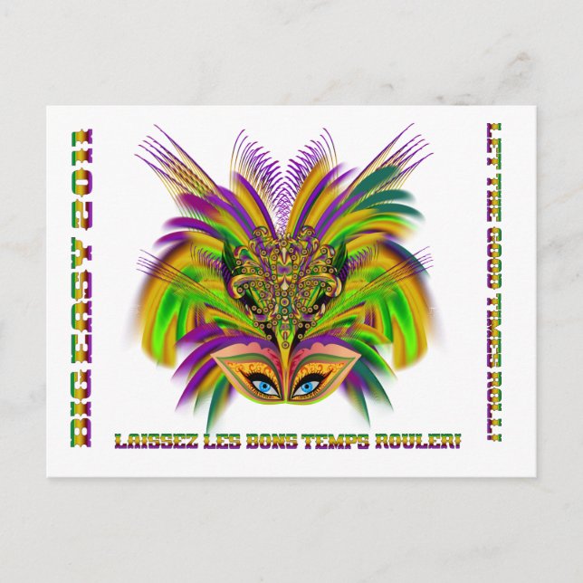 Mardi-Gras-Mask-The-Queen-V-3 Vykort (Framsida)