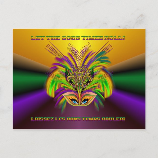 Mardi-Gras-Mask-The-Queen-V-3 Vykort (Framsida)