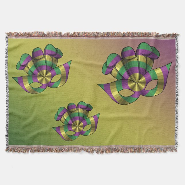 Mardi Gras Mask Throw Blanket Mysfilt (Framsidan)