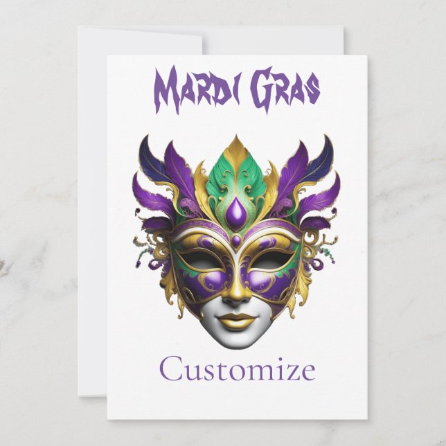 Mardi Gras Mask Thunder_Cove Inbjudningar (Framsida)