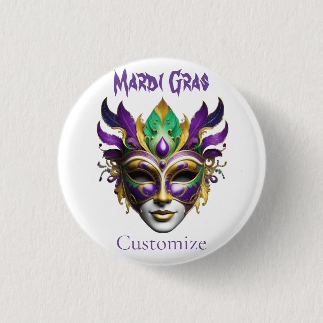 Mardi Gras Mask Thunder_Cove Knapp (Framsida)