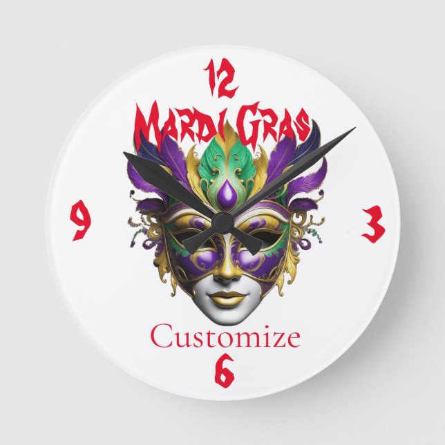 Mardi Gras Mask Thunder_Cove Rund Klocka (Framsida)