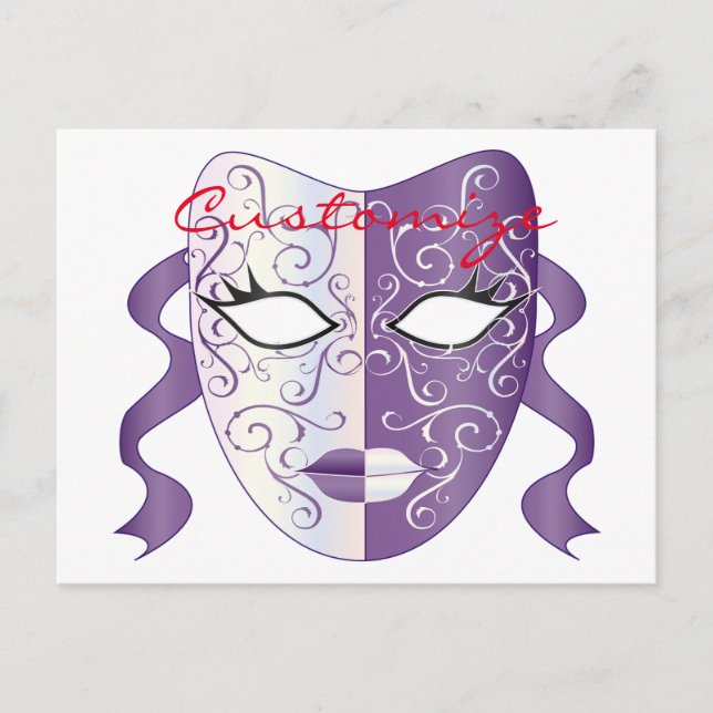 Mardi Gras Mask Thunder_Cove Vykort (Framsida)