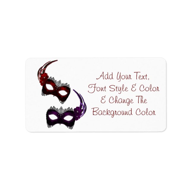 Mardi Gras-masker Alla färger adressetiketter (Framsidan)
