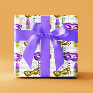 Mardi Gras-masker Grön Lila Guld Gul Presentpapper