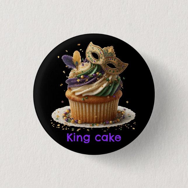 Mardi Gras-maskerad Cupcake-firande Knapp (Framsida)