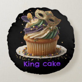 Mardi Gras-maskerad Cupcakefirande Rund Kudde