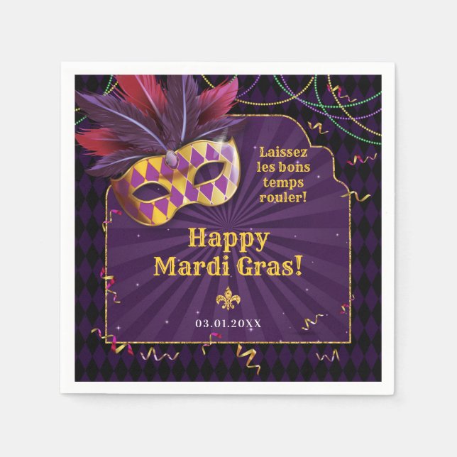 Mardi Gras Maskerad, Fettisdag Fest Pappersservett (Framsidan)