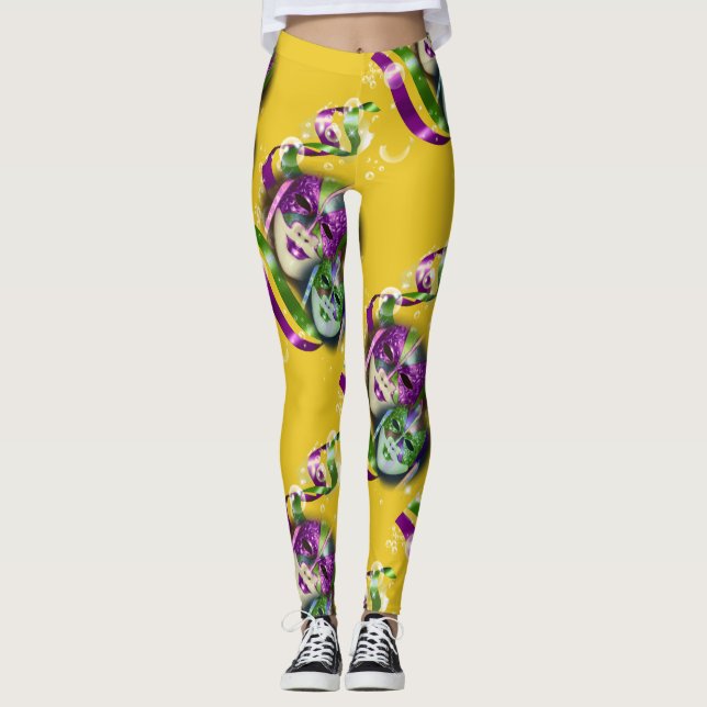 Mardi gras maskerad kostume party leggings (Framsida)