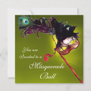MARDI GRAS MASKERADBOLL gul Inbjudningar
