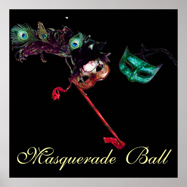 MARDI GRAS MASKERADBOLL ,Svart Poster (Framsidan)