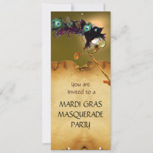 MARDI GRAS MASKERADEFEST, Gul röd Inbjudningar