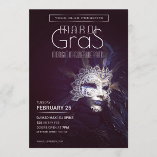 Mardi Gras maskeradfest Inbjudningar