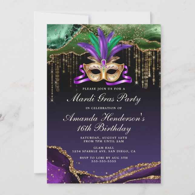 Mardi Gras maskeradparty Inbjudningar (Framsida)