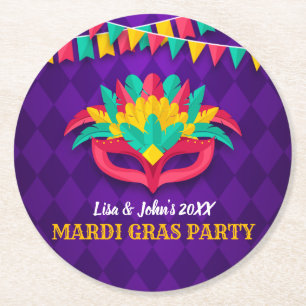 Mardi Gras maskeradparty Underlägg Papper Rund