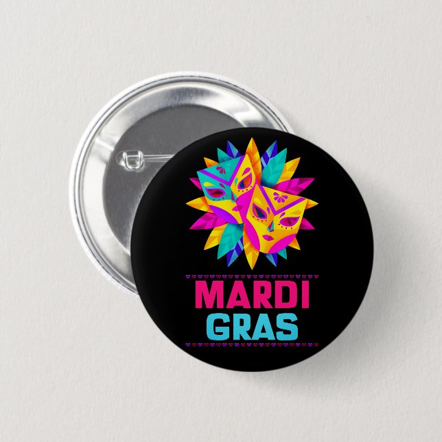 Mardi Gras-maskerafestknapp Knapp (Framsida & baksida)