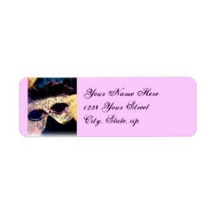 Mardi Gras maskerar adressetiketter Returadress Etikett