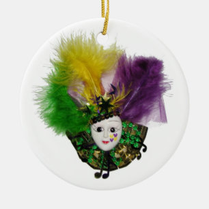 Mardi Gras maskerar guld Julgransprydnad Keramik
