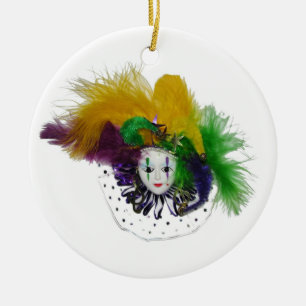 Mardi Gras maskerar gyckelmakaren Julgransprydnad Keramik