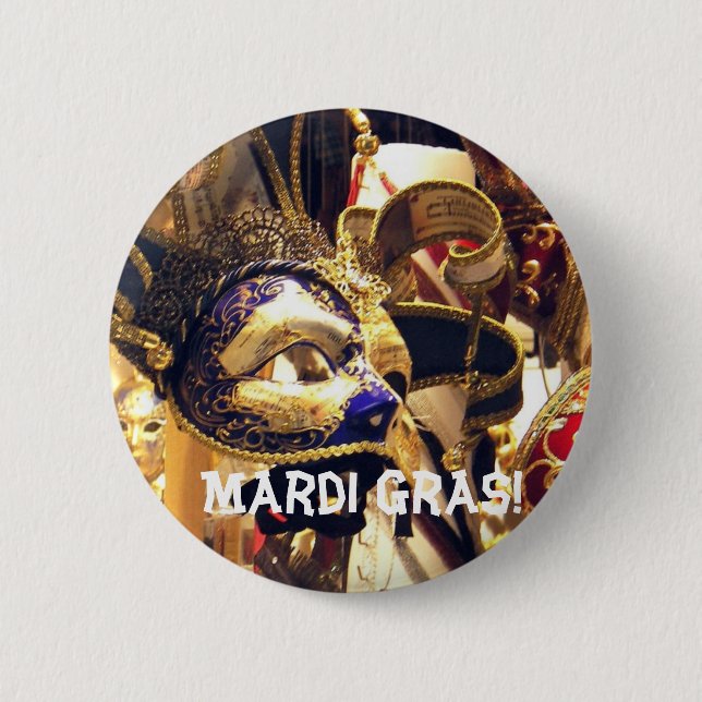 Mardi Gras maskerar knäppas Knapp (Framsida)