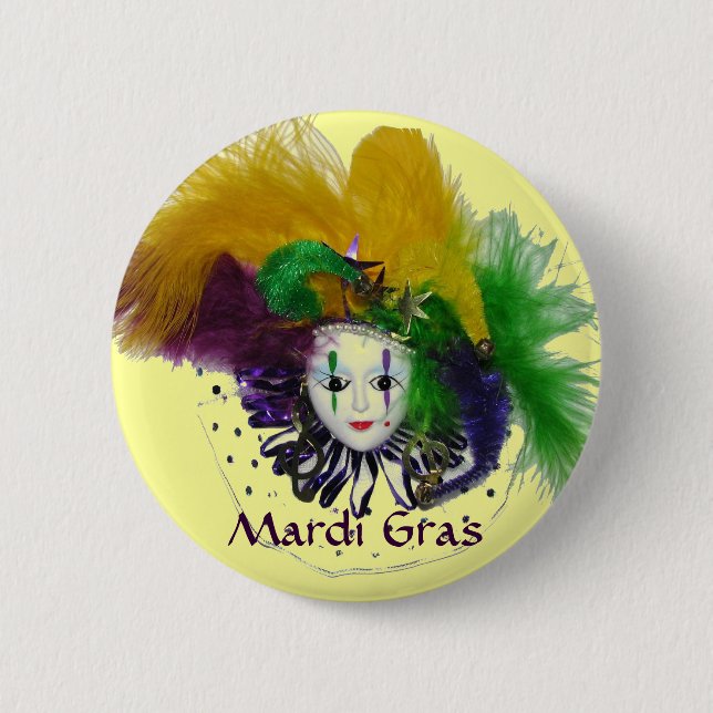 Mardi Gras maskerar knäppas Knapp (Framsida)