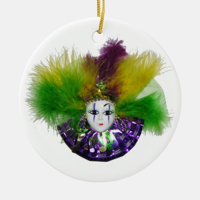 Mardi Gras maskerar lilor Julgransprydnad Keramik (Framsidan)