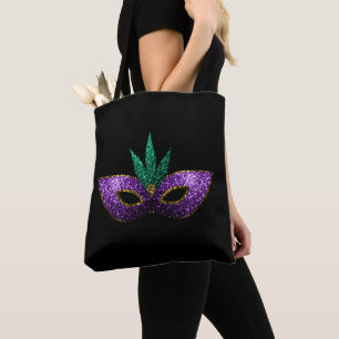 Mardi Gras maskerar svart för Sparkles för lilor Tygkasse