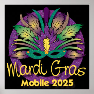 Mardi Gras-maskeringsaffisch - 2025 - Mobil Poster